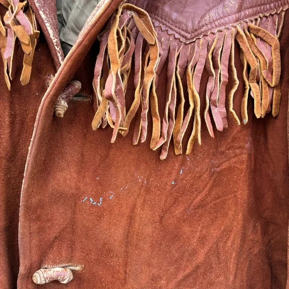 Vintage 1940s Leather Suede Western Rockabilly Fringe Jacket Size Large - Picture 9 of 13
